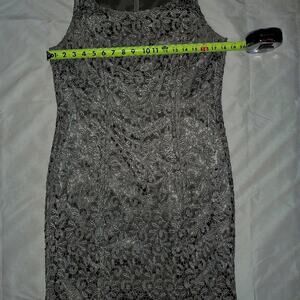 Dress, Tahari, Arthur Levine Silver Sleeveless Cocktail Dress Size 10